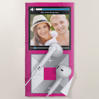 Toalha De Praia Reprodutor de MP3 com Foto e Nome da Música Person