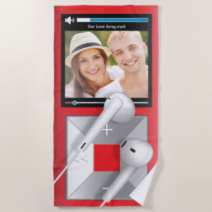 Toalha De Praia Reprodutor de MP3 com Foto e Nome da Música Person