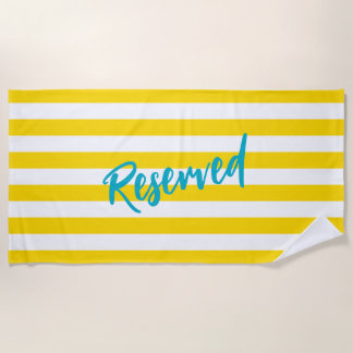 Toalha De Praia Reserved Yellow White Cabana Stripe Pool Party