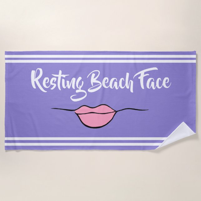 Toalha De Praia Resting Beach Face "Lábios" Lavanda Beach Towel (Frente)