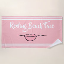 Resting Beach Face "Lábios" Pink Beach Towel