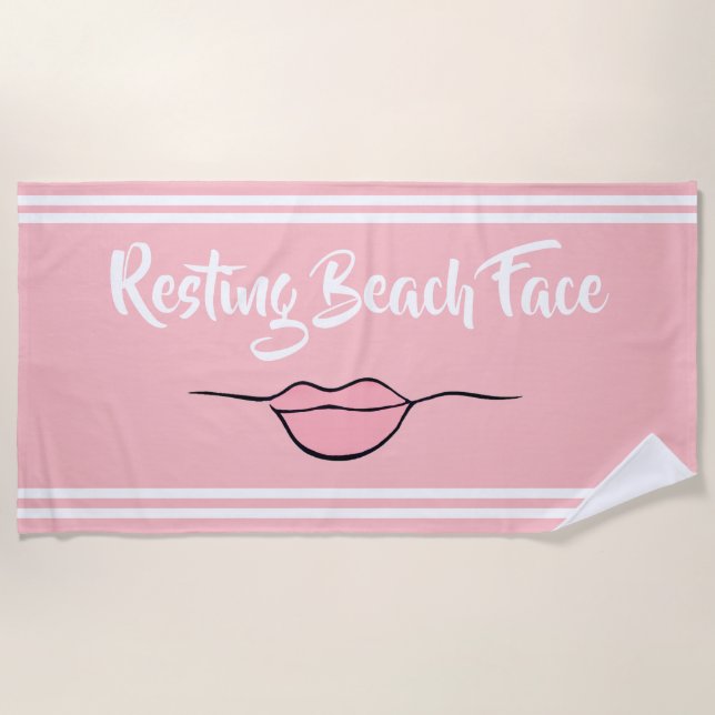 Toalha De Praia Resting Beach Face "Lábios" Pink Beach Towel (Frente)