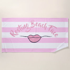 Toalha De Praia Resting Beach Face Strike Pink and White