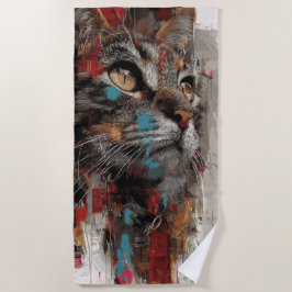 Toalha De Praia Retrato de Arte Urbano de Gato