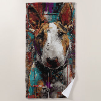 Toalha De Praia Retrato Urbano de Bull Terrier em Arte