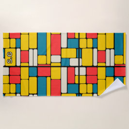 Toalha De Praia Retro 80s ousado geométrico moderno brilhante