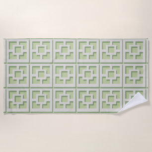 Toalha De Praia Retro Green Trellis Beach Towel