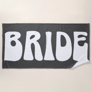 Toalha De Praia Retro Groovy 70s Casamento nobre Preto e Branco