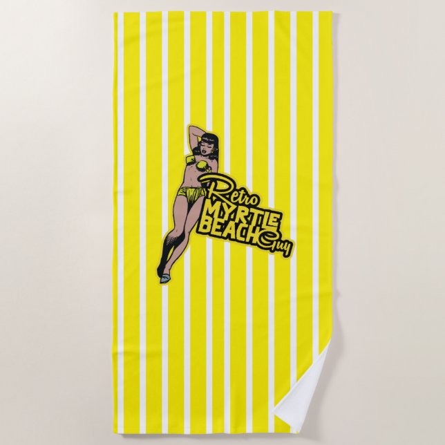 Toalha De Praia retro mirtle cara de praia (Frente)