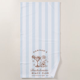 Toalha De Praia Retro Modern Blue & Brown Bachelorette Weekend