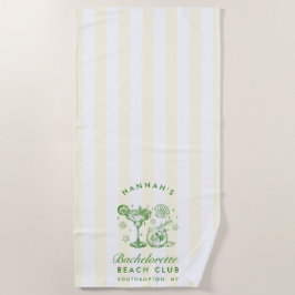 Toalha De Praia Retro Modern Green & Yellow Bachelorette Weekend