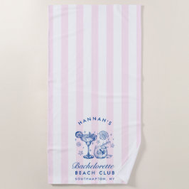 Toalha De Praia Retro Modern Pink & Blue Bachelorette Weekend