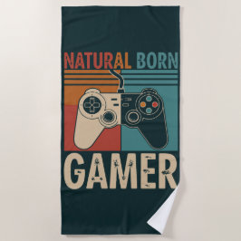 Toalha De Praia Retro Natural Born Gamer Funny