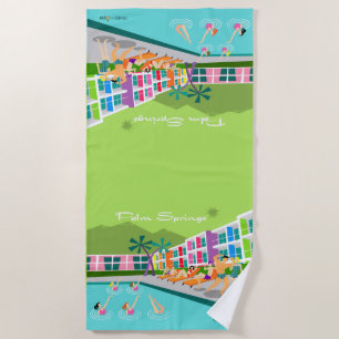 Toalha De Praia Retro Palm Primavera Hotel Beach Towel