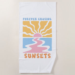 Toalha De Praia Retro para Perseguir Pôrs do sol