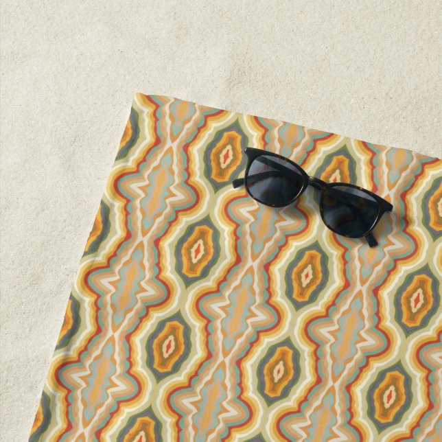 Toalha De Praia Retro Pop Art Abstract Geometric Wavy Pattern (In Situ)