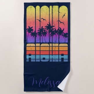 Toalha De Praia Retro Rustic Aloha Palm Beach House Férias