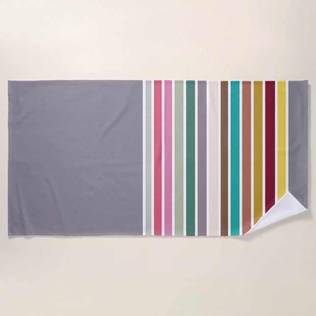 Toalha De Praia Retro Stripe Pattern Beach Towel (Frente)