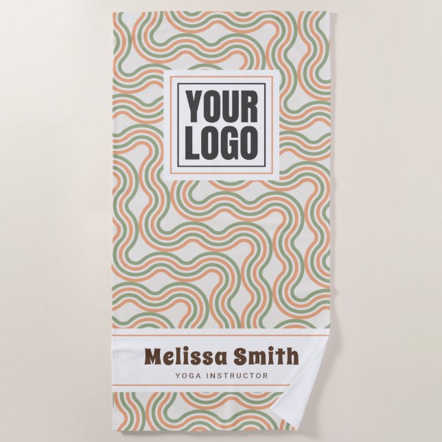 Toalha De Praia Retro Wavy Abstract Pattern Custom Beach Towel (Frente)
