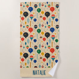 Toalha De Praia Retrospectiva tradicional bonito monogramada