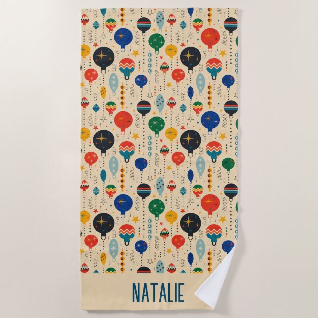 Toalha De Praia Retrospectiva tradicional bonito monogramada (Frente)