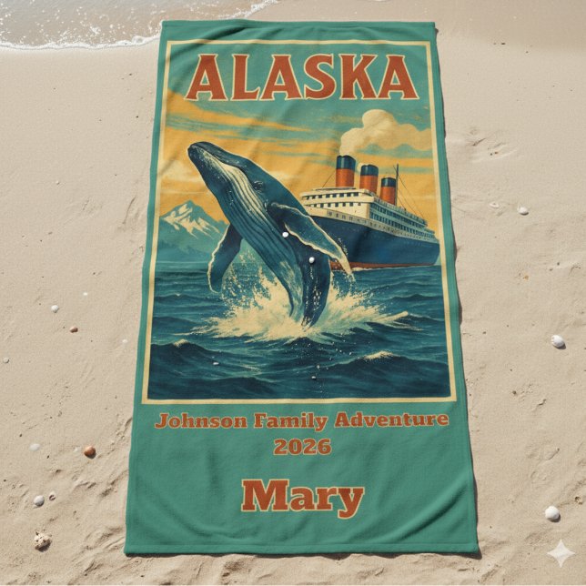 Toalha De Praia Reunião Familiar Alaska Whale Cruise (Personalized Alaska Family Reunion Beach Towel)