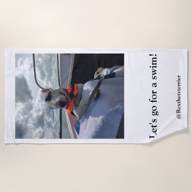 Toalha De Praia Rex A tevê Terrier "Lets.go para uma natação!" (Frente)