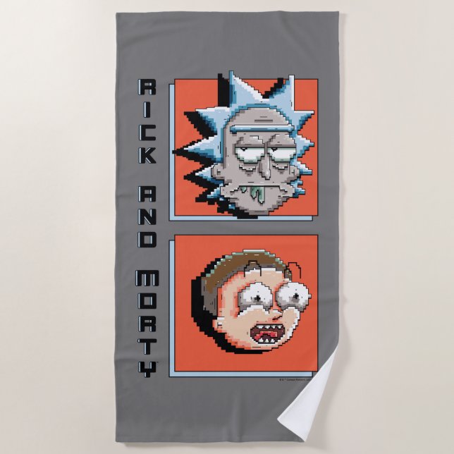 Toalha De Praia RICK E MORTY™ | Gráfico do painel Pixelverso (Frente)