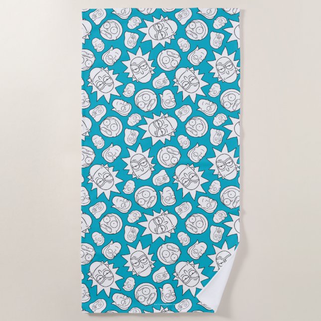 Toalha De Praia RICK E MORTY™ | Padrão da cabeça da família Smith (Frente)