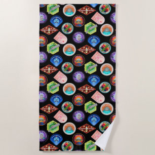 Toalha De Praia RICK E MORTY™ Padrão de patches do espaço ex