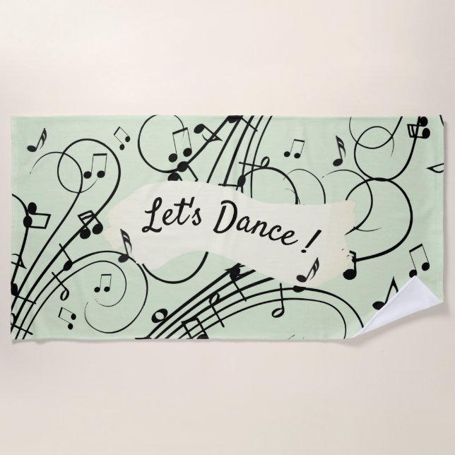 Toalha De Praia Rico Notes Green Music Design (Frente)