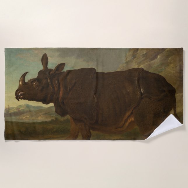 Toalha De Praia Rinocerontes (Rhino) (Wild Animal) (por J.B. Oudry (Frente)