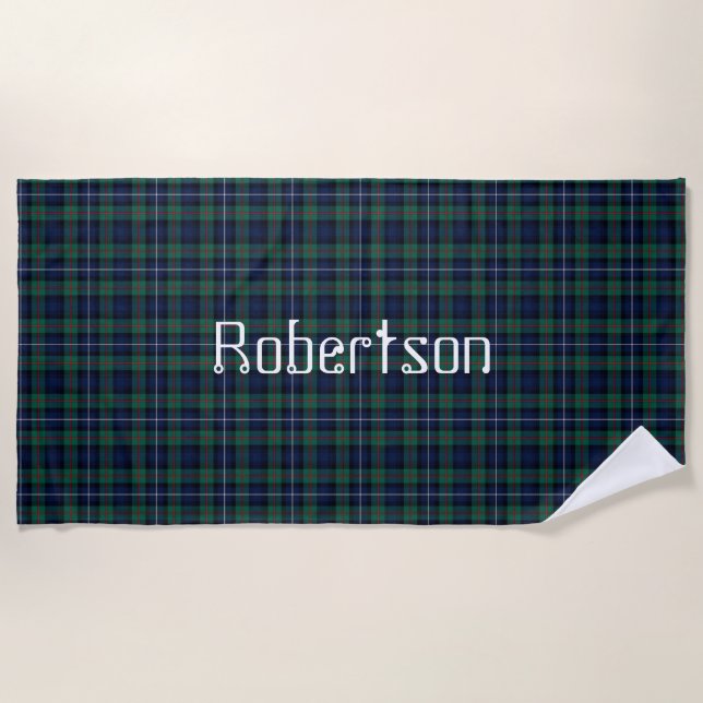 Toalha De Praia Robertson Clan Tartan Xadrez Beach Towel (Frente)
