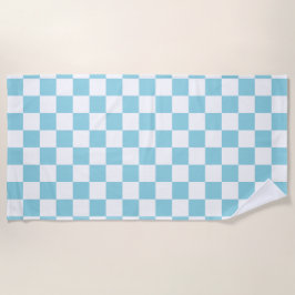 Toalha De Praia Robin Egg Blue com padrão quadrado branco