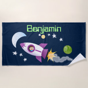 Toalha De Praia Rockets em ilustração de desenhos animados espacia