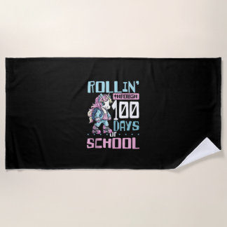 Toalha De Praia Rollin' Through 100 Days Of School Unicorn Kinderg
