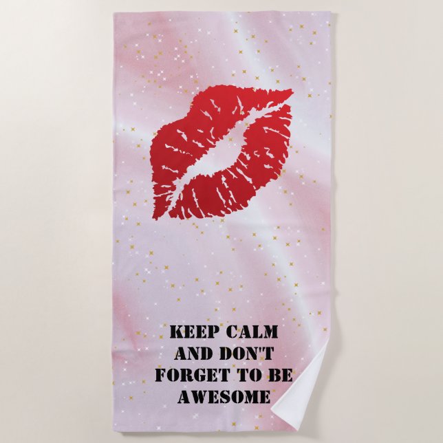 Toalha De Praia Romantic chic luxe red lips (Frente)