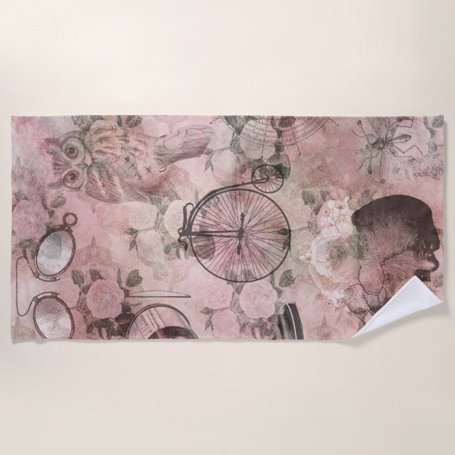 Toalha De Praia Romântico Steampunk | Ephemera Antiquada (Frente)