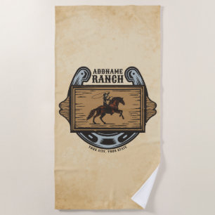 Toalha De Praia Roping Cowboy ADD NAME Western Family Horse Rankin