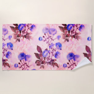 Toalha De Praia Rosa bonito com Impressão Floral Puro