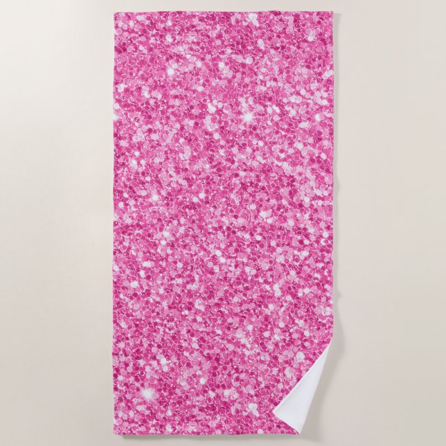 Toalha De Praia Rosa claro Faux Glitter (Frente)