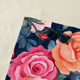 Toalha De Praia Rosa cor-de-rosa-vermelho Design de padrão laranja