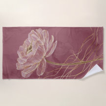 Rosa Desbotado Arte Linear Floral Elegante Dourado