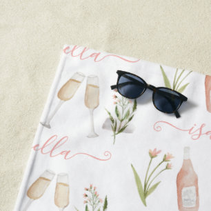 Toalha De Praia Rosa feminino moderno coquetel flor silvestre eleg