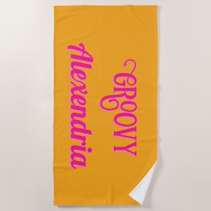 Toalha De Praia Rosa quente personalizado e laranja