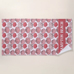Toalha De Praia Rosa Seashell Pattern Beach Towel - Texto personal