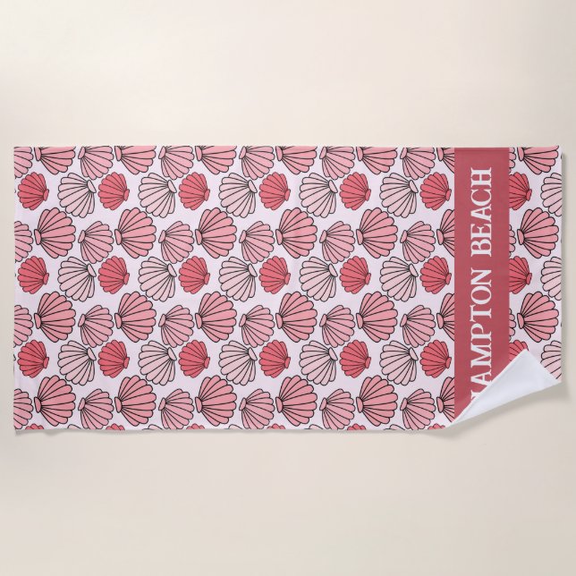 Toalha De Praia Rosa Seashell Pattern Beach Towel - Texto personal (Frente)