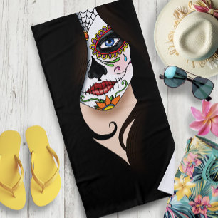 Toalha De Praia Rosa Sugar Skull