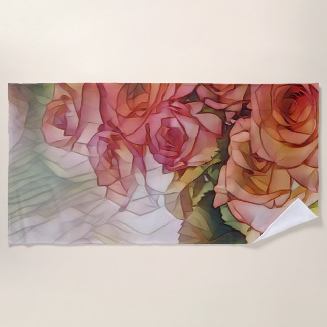 Toalha De Praia Rosas vermelhas À Luz Solar Vidraça (Frente)