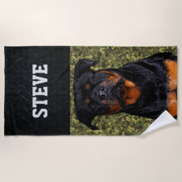 Toalha De Praia Rottweiler Cachorro Camo Nome Animal Legal